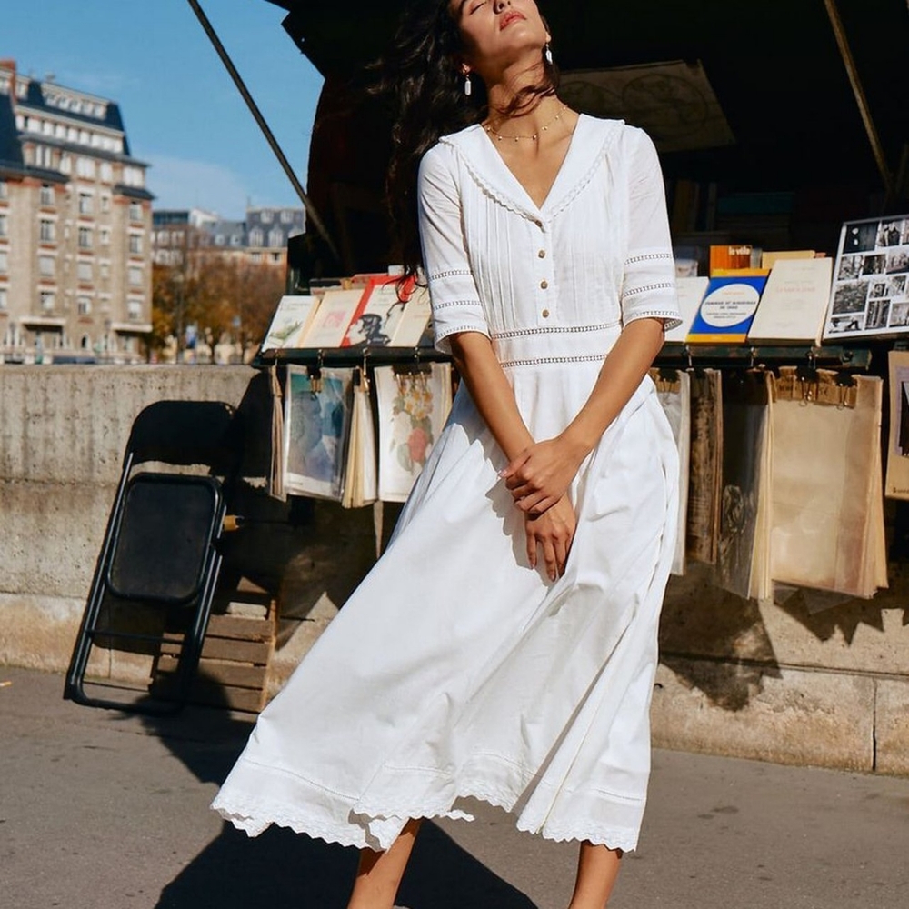 simple retro white dress